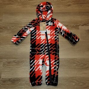 The North Face Baby Cabin Fleece Fiery Red Plaid Size 6-12 Months New